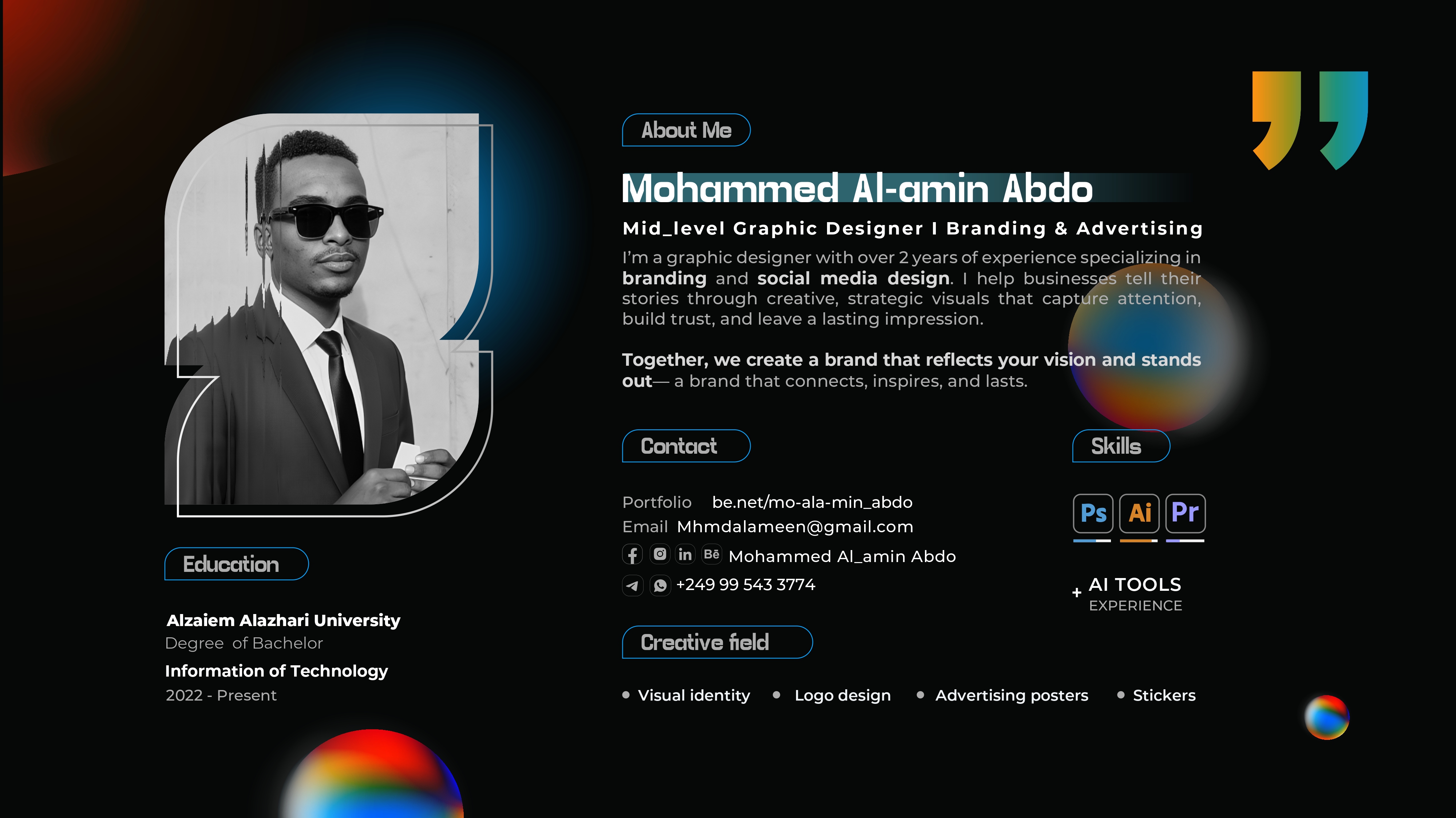 About Mohamed Al-Amin portfolio page